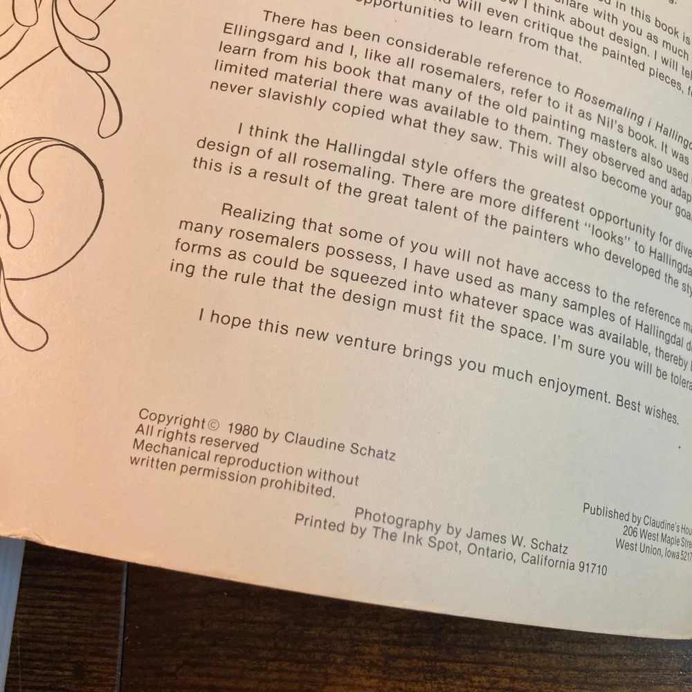 Hallingdal Rosemaling Volume II Introduction to Designing Claudine Schatz 1980